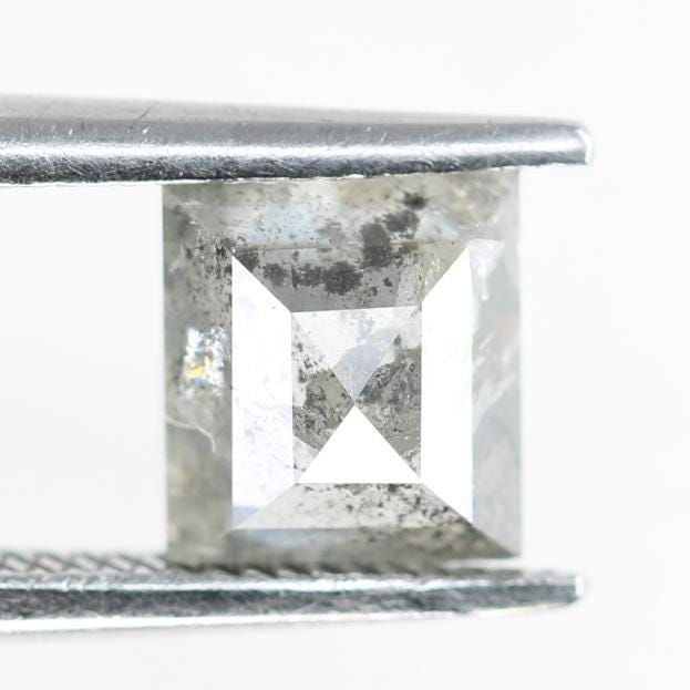 1.37 Carat Natural Salt and Pepper Square-Shaped Diamond | 6.00x5.50x3.80mm Opaque Loose Gemstone | Unique Square Cut Diamond