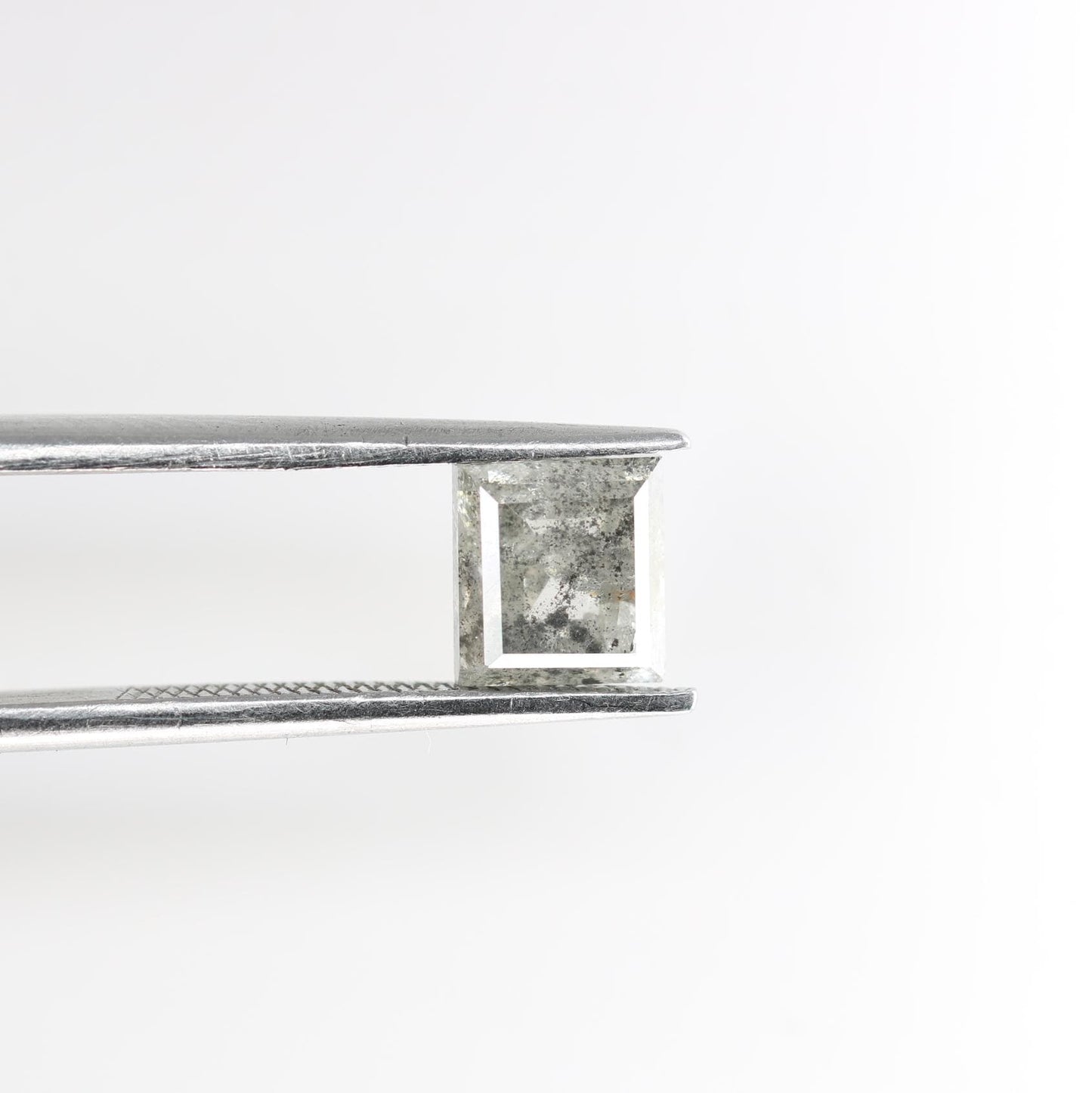 1.37 Carat Natural Salt and Pepper Square-Shaped Diamond | 6.00x5.50x3.80mm Opaque Loose Gemstone | Unique Square Cut Diamond
