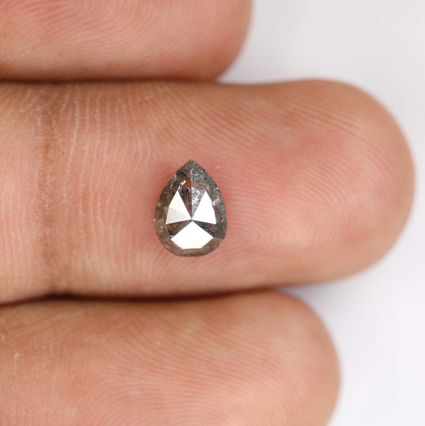 0.86 Carat Natural Salt and Pepper Pear-Shaped Diamond | 7.60x5.60x2.70mm Opaque Loose Gemstone | Unique Pear Cut Diamond