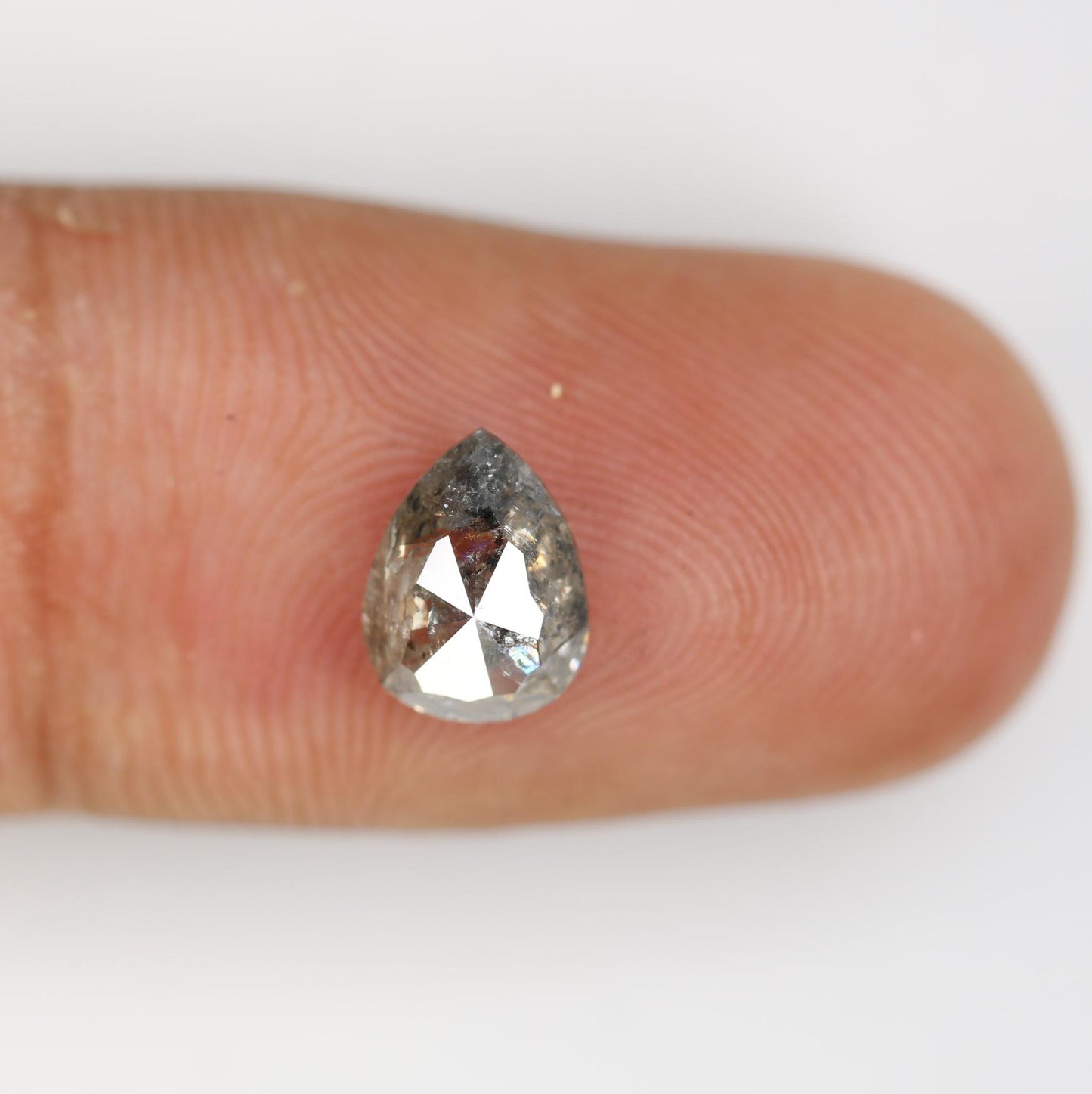 0.86 Carat Natural Salt and Pepper Pear-Shaped Diamond | 7.60x5.60x2.70mm Opaque Loose Gemstone | Unique Pear Cut Diamond