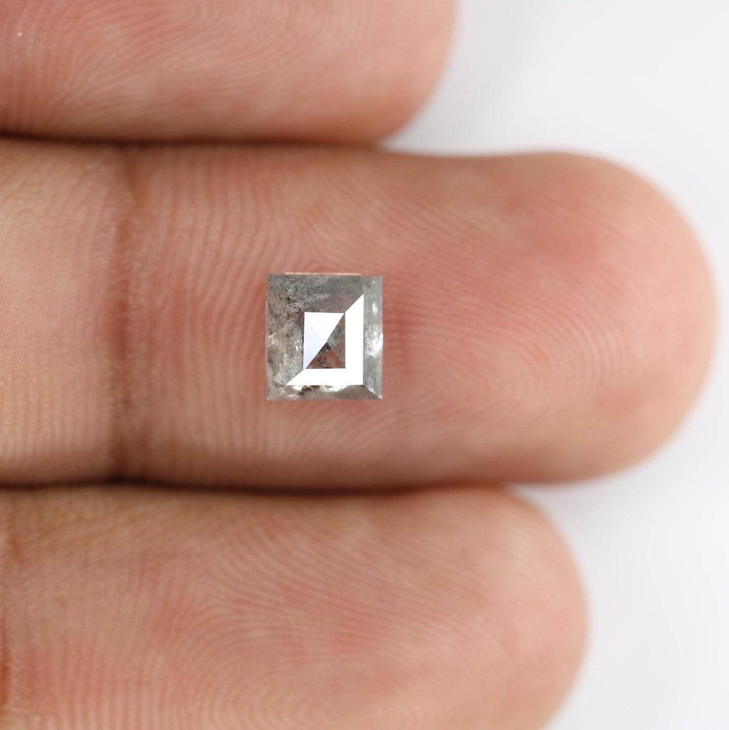 1.37 Carat Natural Salt and Pepper Square-Shaped Diamond | 6.00x5.50x3.80mm Opaque Loose Gemstone | Unique Square Cut Diamond