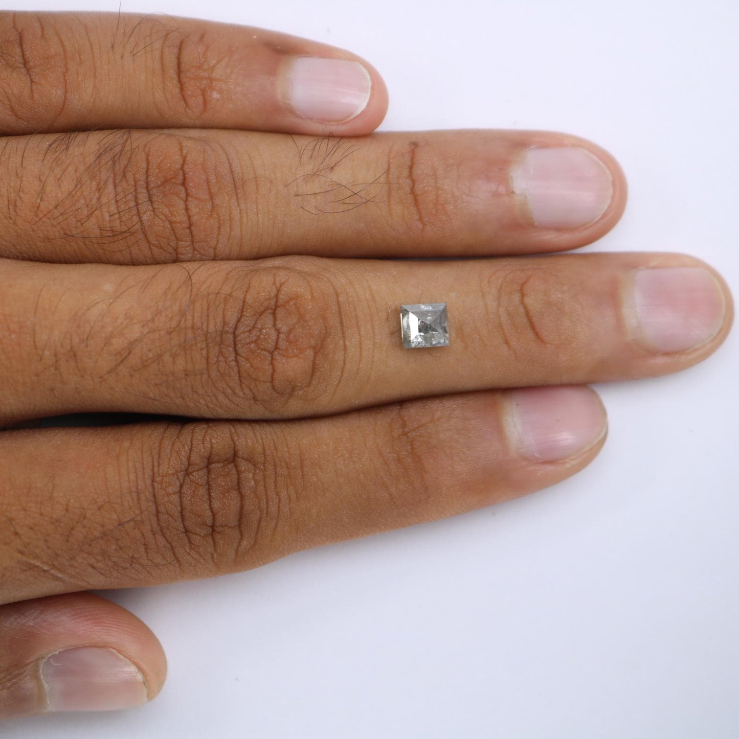 1.37 Carat Natural Salt and Pepper Square-Shaped Diamond | 6.00x5.50x3.80mm Opaque Loose Gemstone | Unique Square Cut Diamond