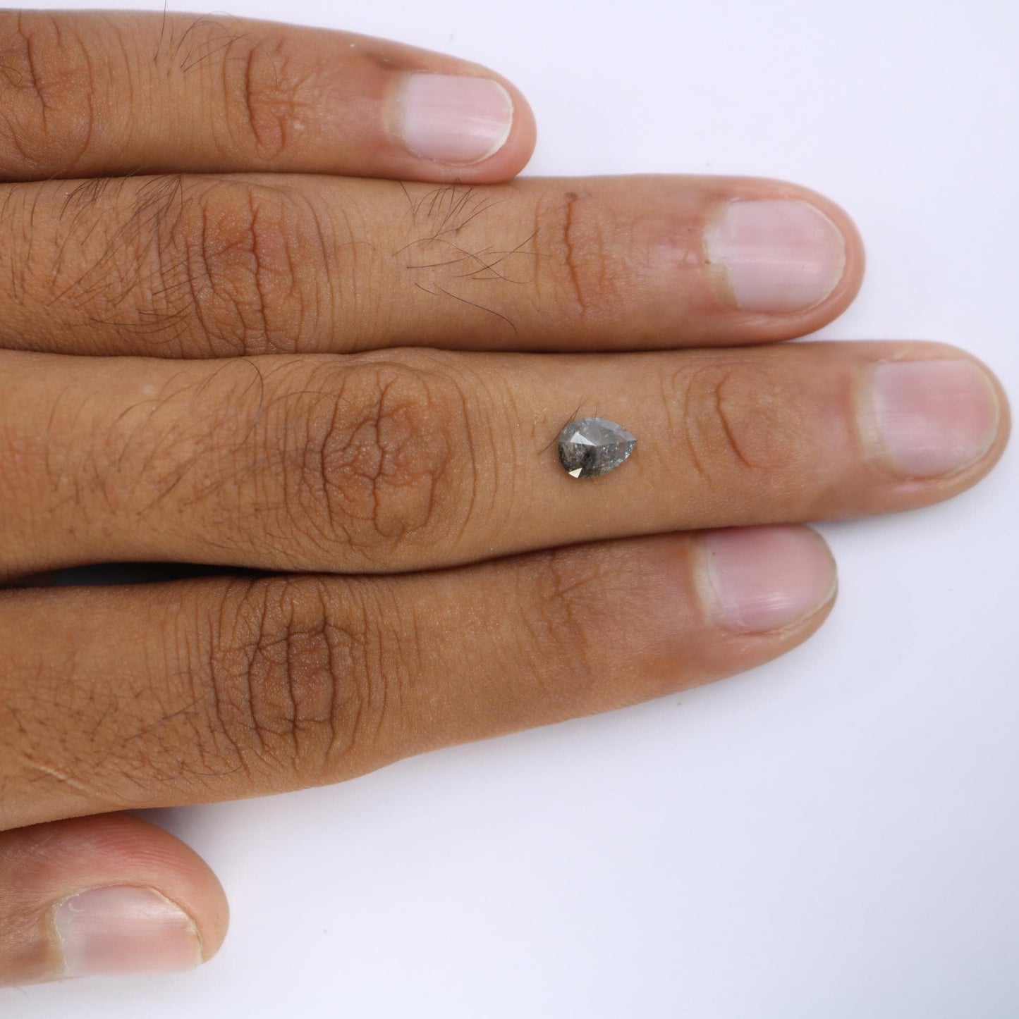 0.86 Carat Natural Salt and Pepper Pear-Shaped Diamond | 7.60x5.60x2.70mm Opaque Loose Gemstone | Unique Pear Cut Diamond