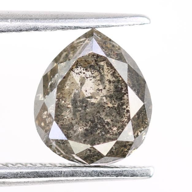 1.64 Carat Natural Salt and Pepper Pear-Shaped Diamond | 7.20x6.20x4.50mm Opaque Loose Gemstone | Unique Pear Cut Diamond