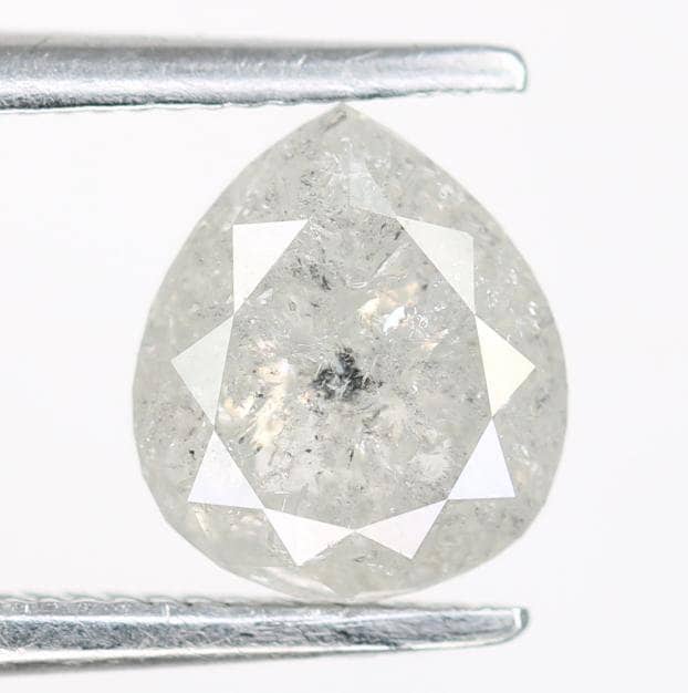 1.37 Carat Natural White Pear-Shaped Diamond | 7.00x6.10x4.00mm Opaque Loose Gemstone | Unique White Diamond