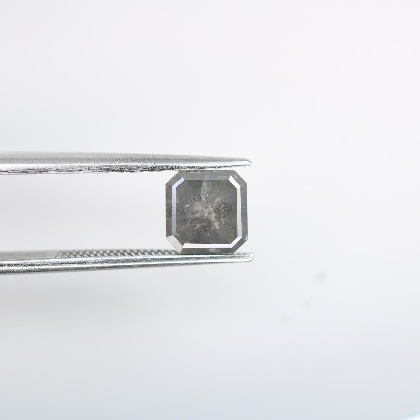 1.46 Carat Natural Salt and Pepper Emerald-Shaped Diamond | 6.40x6.30x3.60mm Opaque Loose Gemstone | Unique Emerald Cut Diamond