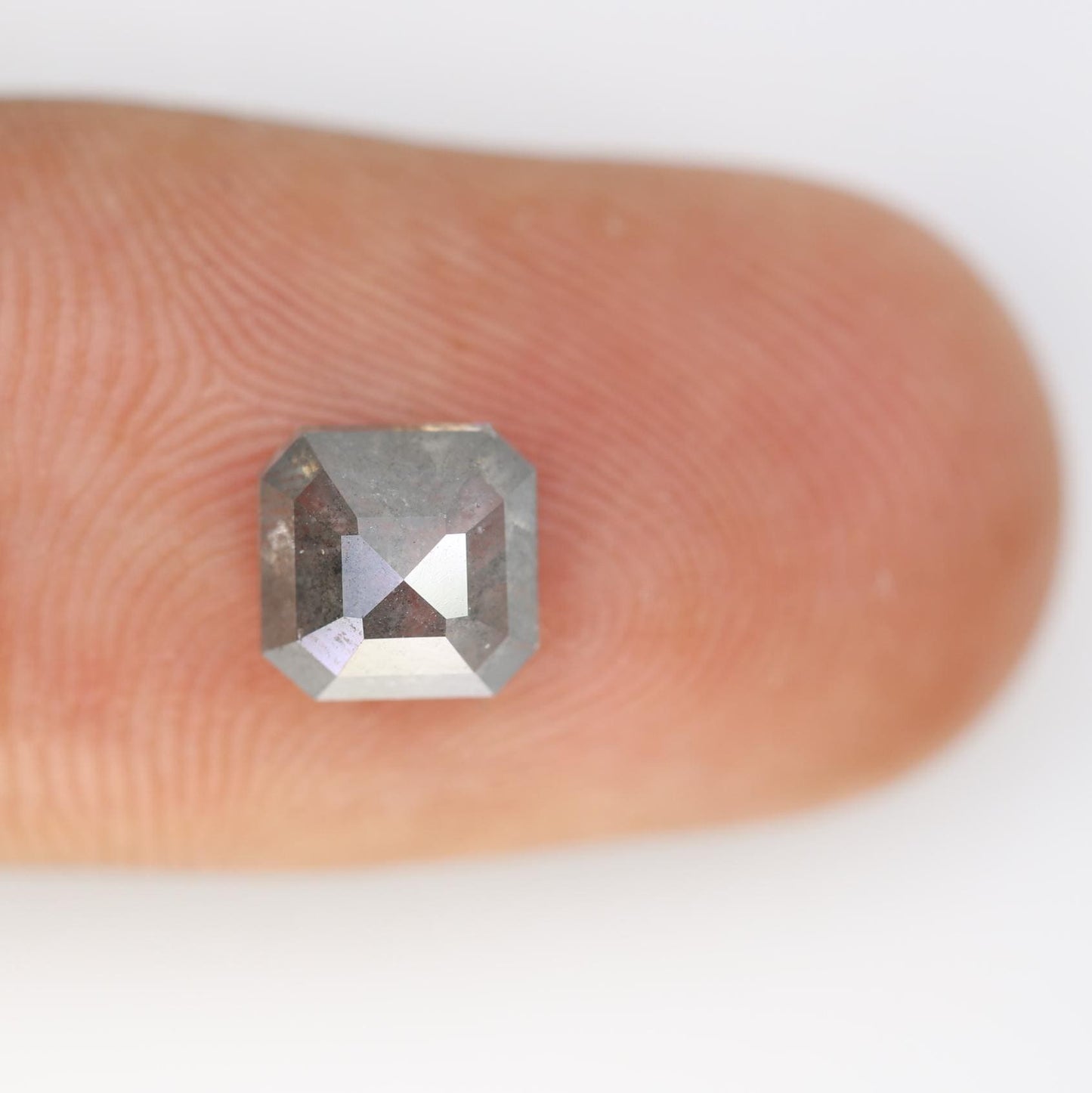 1.46 Carat Natural Salt and Pepper Emerald-Shaped Diamond | 6.40x6.30x3.60mm Opaque Loose Gemstone | Unique Emerald Cut Diamond