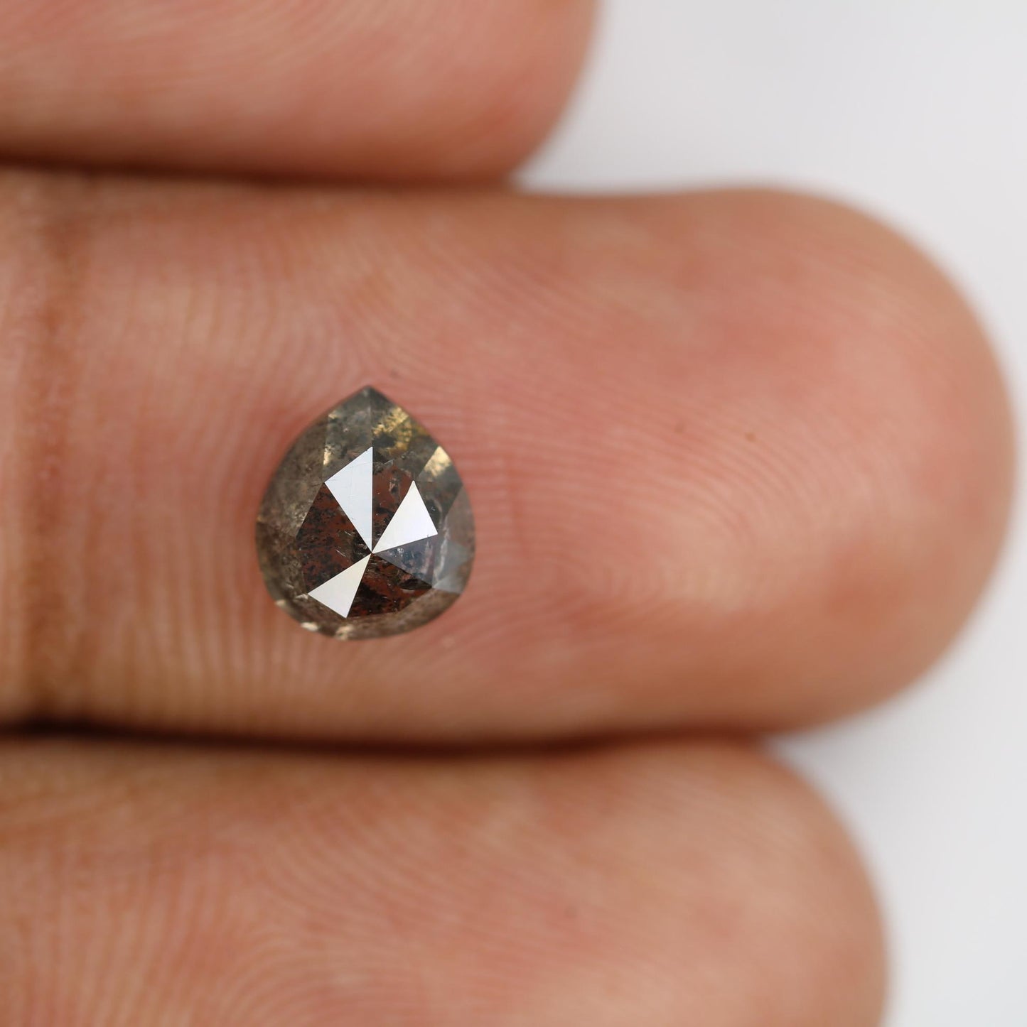 1.64 Carat Natural Salt and Pepper Pear-Shaped Diamond | 7.20x6.20x4.50mm Opaque Loose Gemstone | Unique Pear Cut Diamond