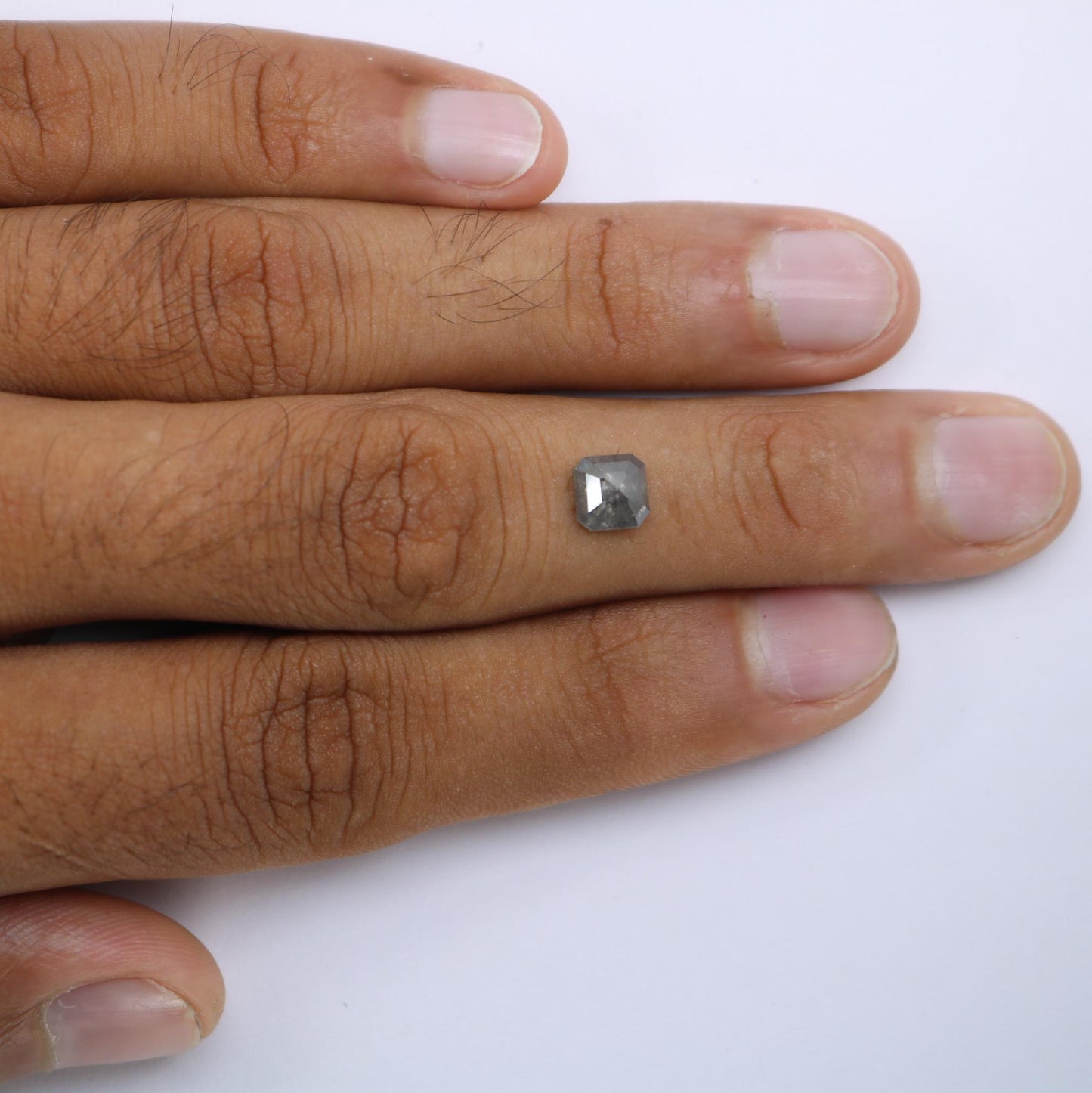 1.46 Carat Natural Salt and Pepper Emerald-Shaped Diamond | 6.40x6.30x3.60mm Opaque Loose Gemstone | Unique Emerald Cut Diamond