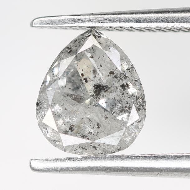 0.92 Carat Natural Salt and Pepper Pear-Shaped Diamond | 6.70x5.80x3.10mm Opaque Loose Gemstone | Unique Pear Cut Diamond