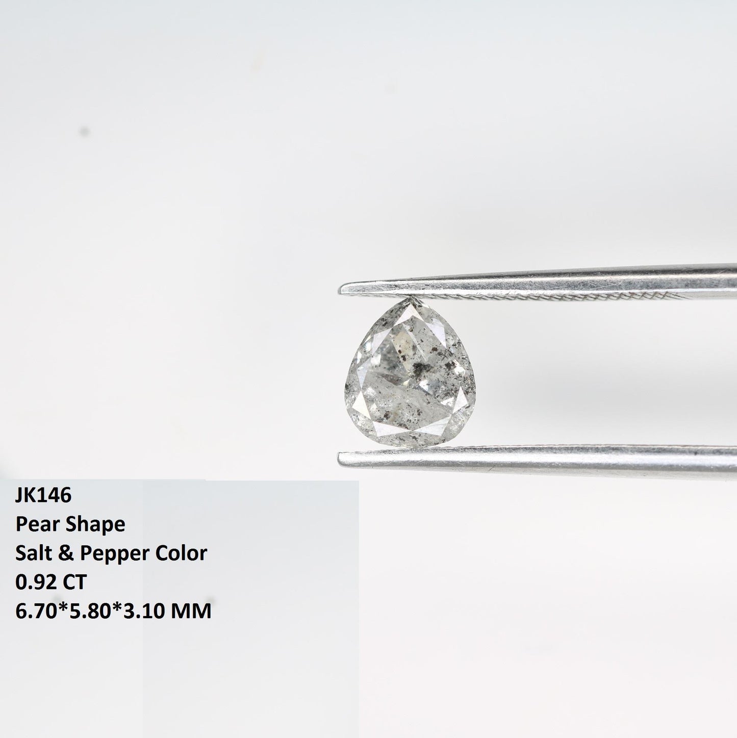 0.92 Carat Natural Salt and Pepper Pear-Shaped Diamond | 6.70x5.80x3.10mm Opaque Loose Gemstone | Unique Pear Cut Diamond
