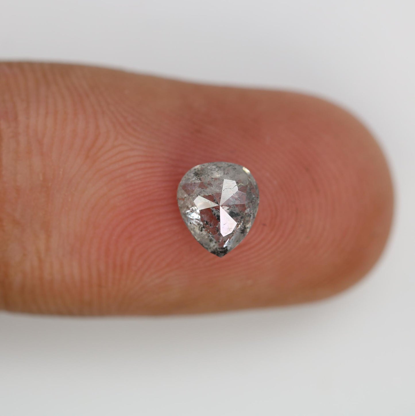 0.92 Carat Natural Salt and Pepper Pear-Shaped Diamond | 6.70x5.80x3.10mm Opaque Loose Gemstone | Unique Pear Cut Diamond