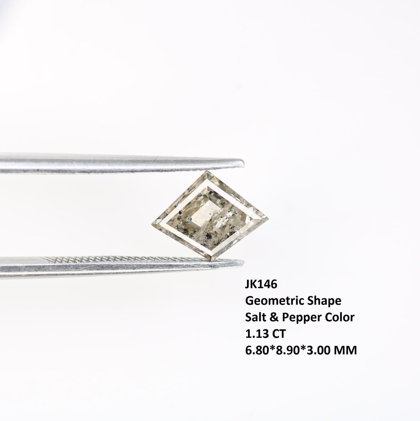 1.13 Carat Natural Salt and Pepper Geometric Diamond | 6.80x8.90x3.00mm Opaque Loose Gemstone | Unique Geometric Cut Diamond