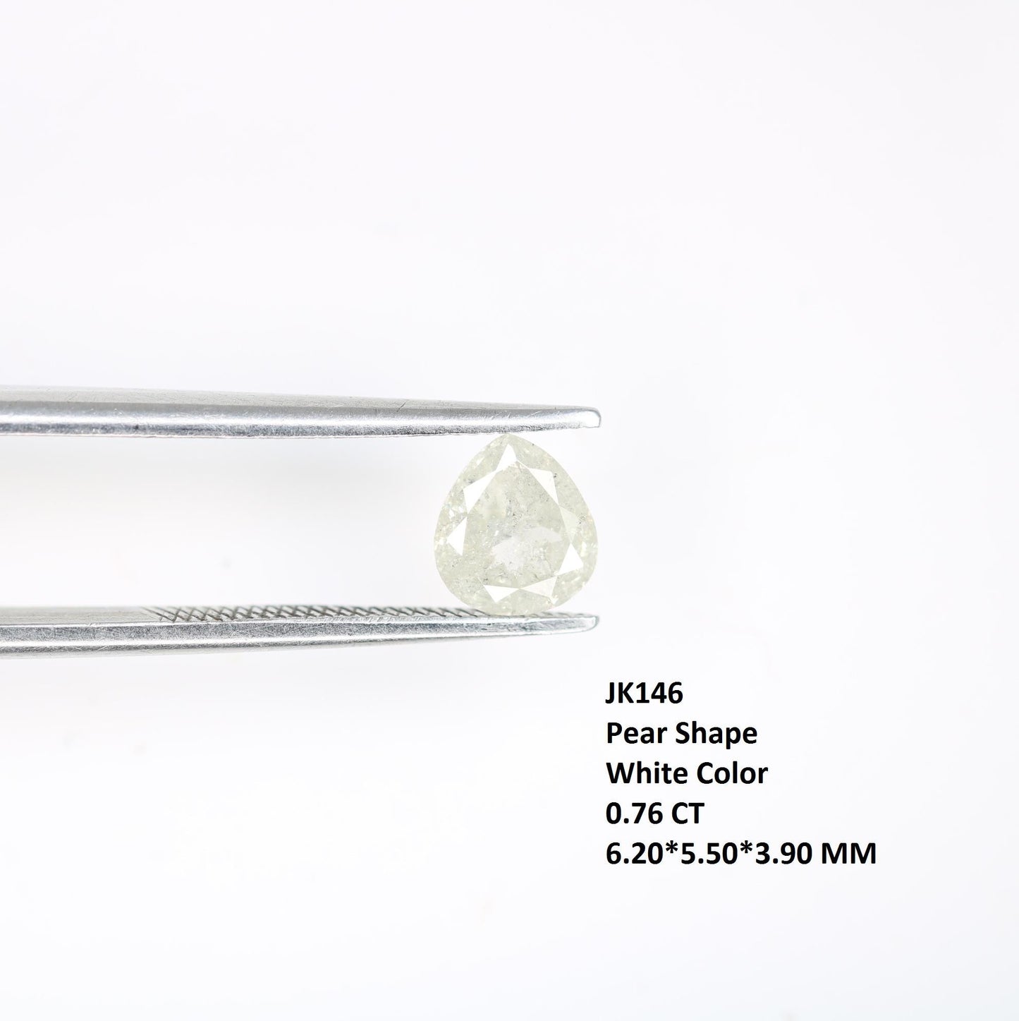 0.76 Carat Natural White Pear-Shaped Diamond | 6.20x5.50x3.90mm Opaque Loose Gemstone | Unique White Diamond