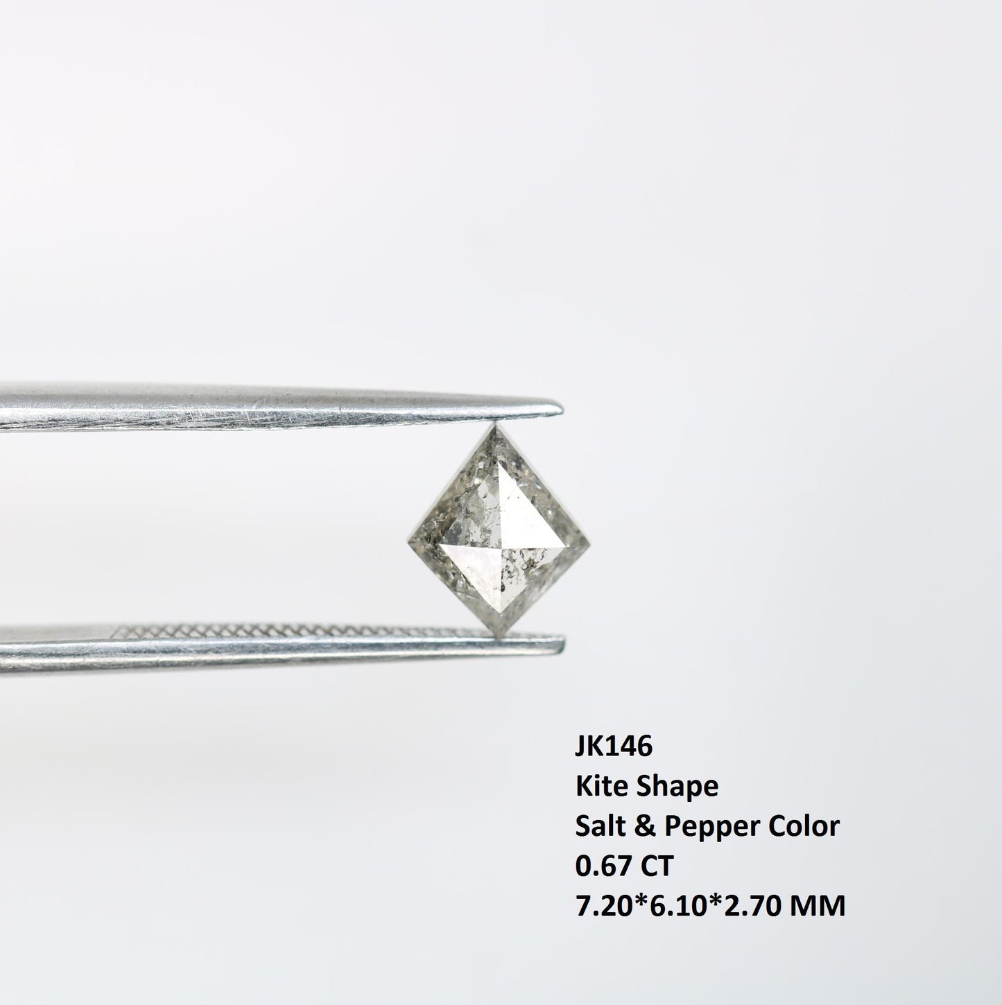 0.67 Carat Natural Salt and Pepper Kite-Shaped Diamond | 7.20x6.10x2.70mm Opaque Loose Gemstone | Unique Kite Cut Diamond