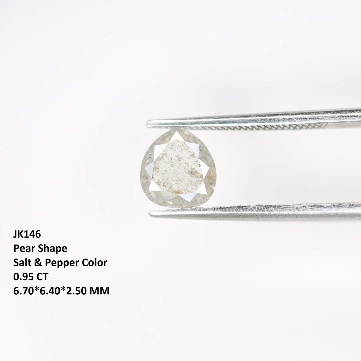 0.95 Carat Natural Salt and Pepper Pear-Shaped Diamond | 6.70x6.40x2.50mm Opaque Loose Gemstone | Unique Pear Cut Diamond