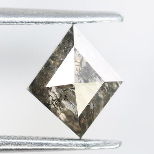 1.01 Carat Natural Salt and Pepper Kite-Shaped Diamond | 8.00x6.70x3.10mm Opaque Loose Gemstone | Unique Kite Cut Diamond