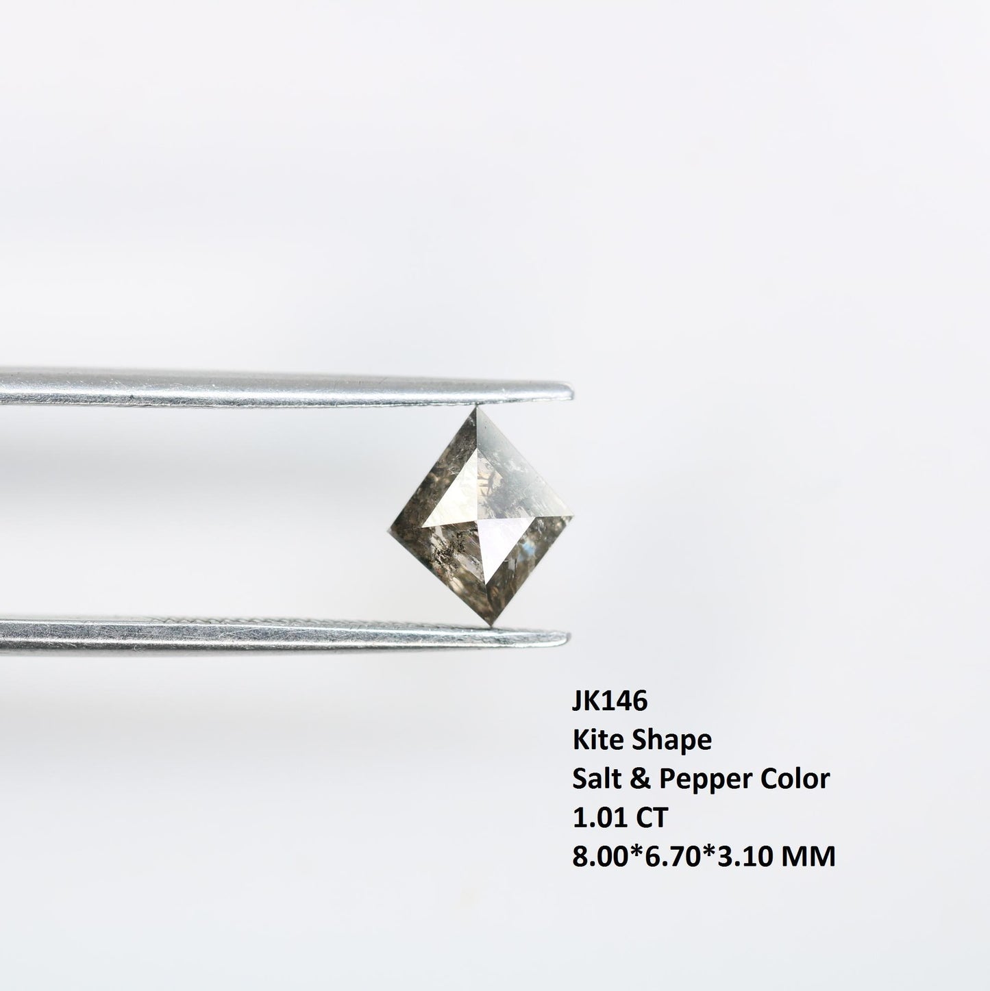 1.01 Carat Natural Salt and Pepper Kite-Shaped Diamond | 8.00x6.70x3.10mm Opaque Loose Gemstone | Unique Kite Cut Diamond