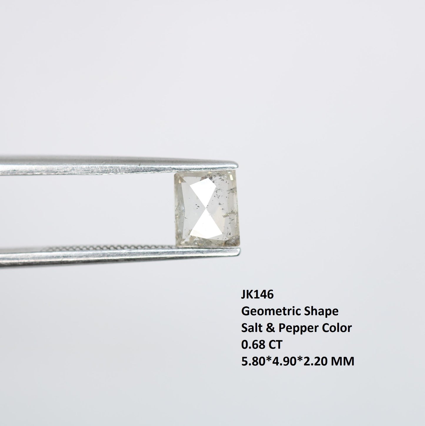 0.68 Carat Natural Salt and Pepper Geometric Diamond | 5.80x4.90x2.20mm Opaque Loose Gemstone | Unique Geometric Cut Diamond
