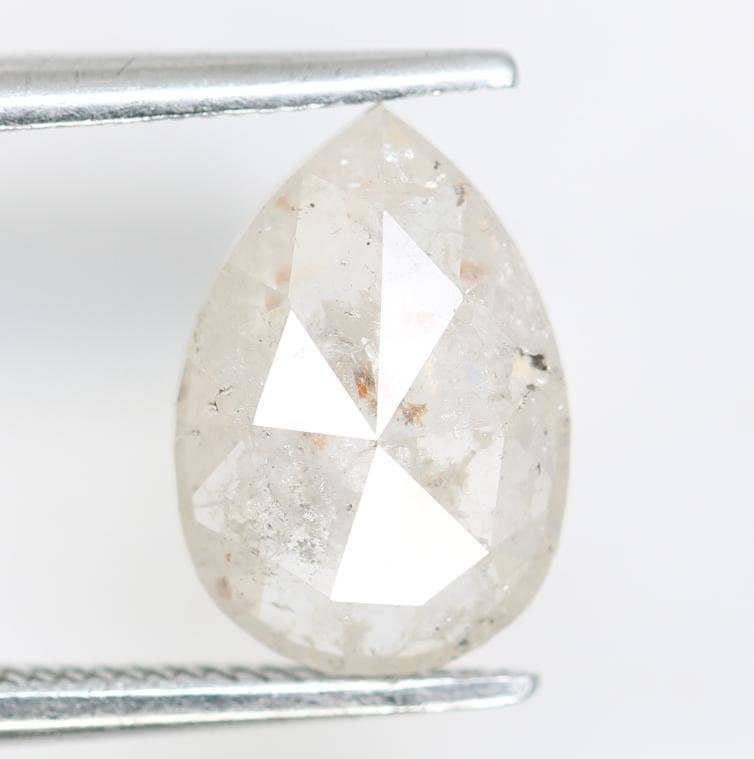 1.57 Carat Natural Grey Pear-Shaped Diamond | 10x7x3mm Opaque Loose Gemstone for Jewelry | Unique Pear Cut Grey Diamond