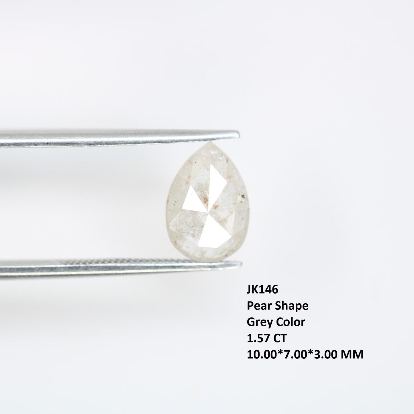 1.57 Carat Natural Grey Pear-Shaped Diamond | 10x7x3mm Opaque Loose Gemstone for Jewelry | Unique Pear Cut Grey Diamond