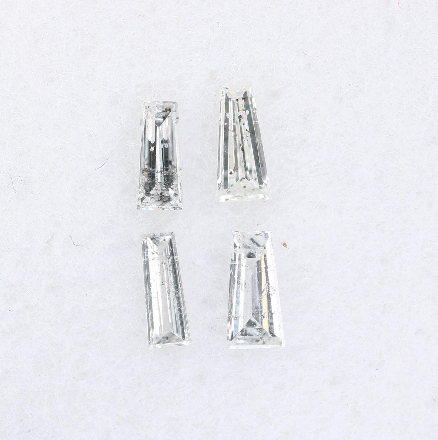 Natural Salt and Pepper Diamonds - 0.26 CT Baguette Cut, SI Clarity, 3.80-4.10 MM (Set of 4) for Jewelry Design & Crafting