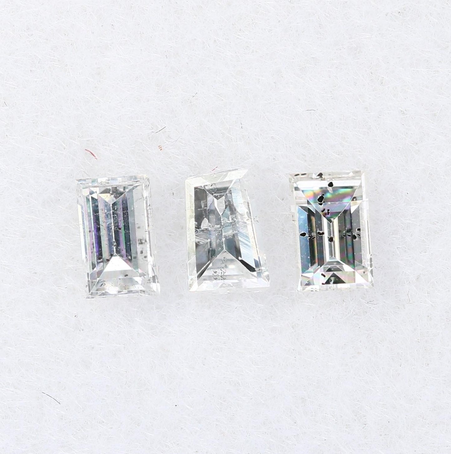 Natural Salt and Pepper Diamonds - 0.22 CT Baguette Cut, SI Clarity, 2.80-3.00 MM (Set of 3) for Custom Jewelry