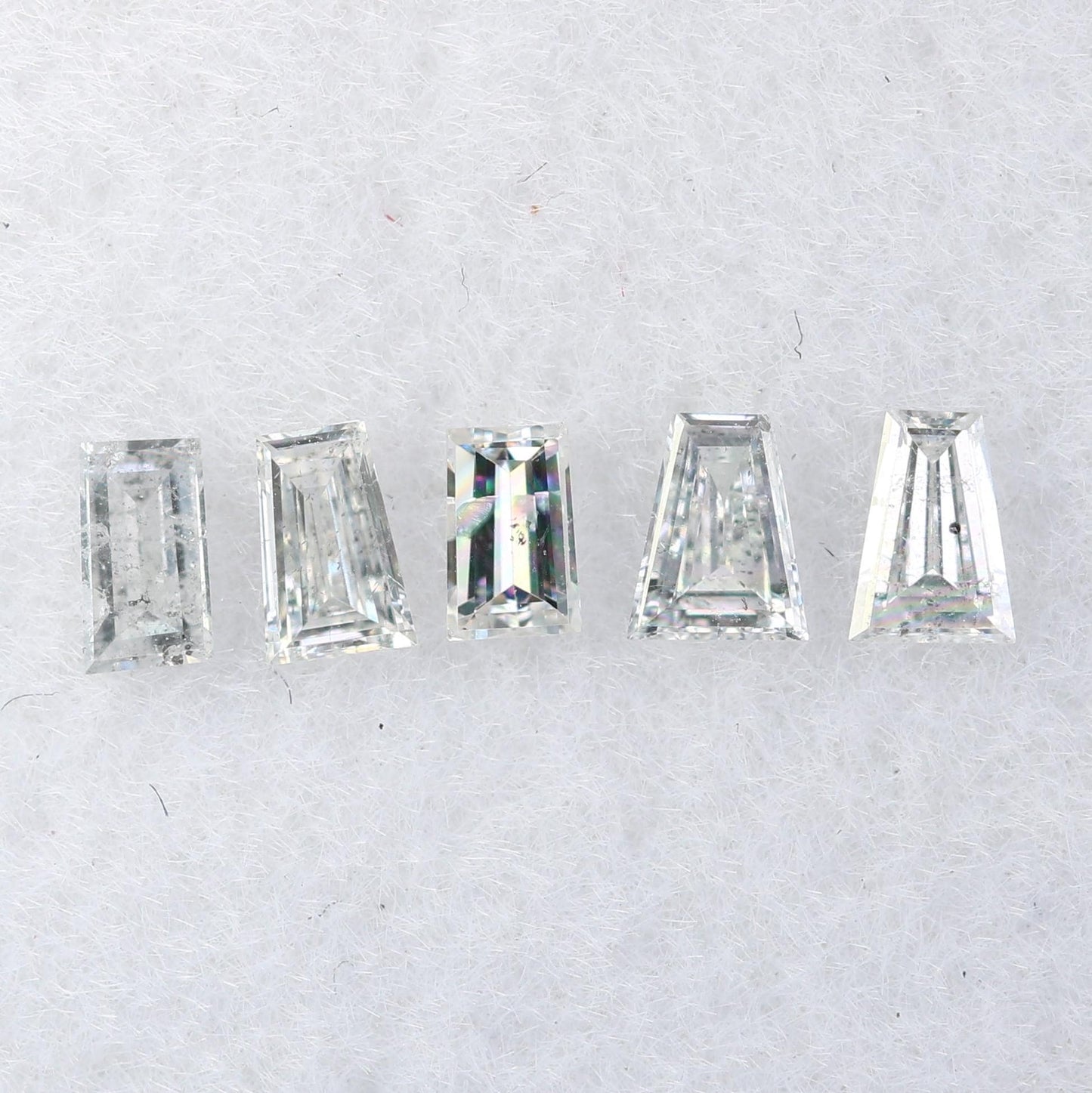 Natural Salt and Pepper Diamonds - 0.27 CT Baguette Cut, SI Clarity, 2.60-2.90 MM (Set of 5) for Custom Jewelry Making
