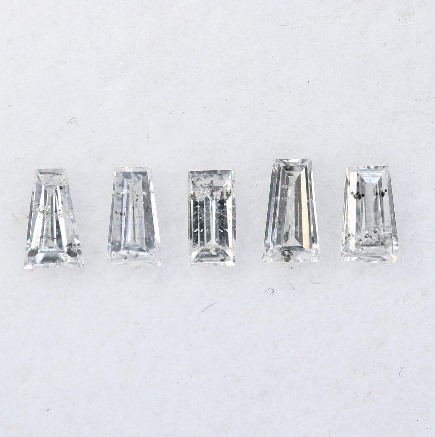 Salt and Pepper Loose Diamonds - Natural Baguette Cut, 0.29 CT Total, SI Clarity, 3.00-3.40 MM (Set of 5 Stones) for Jewelry Making