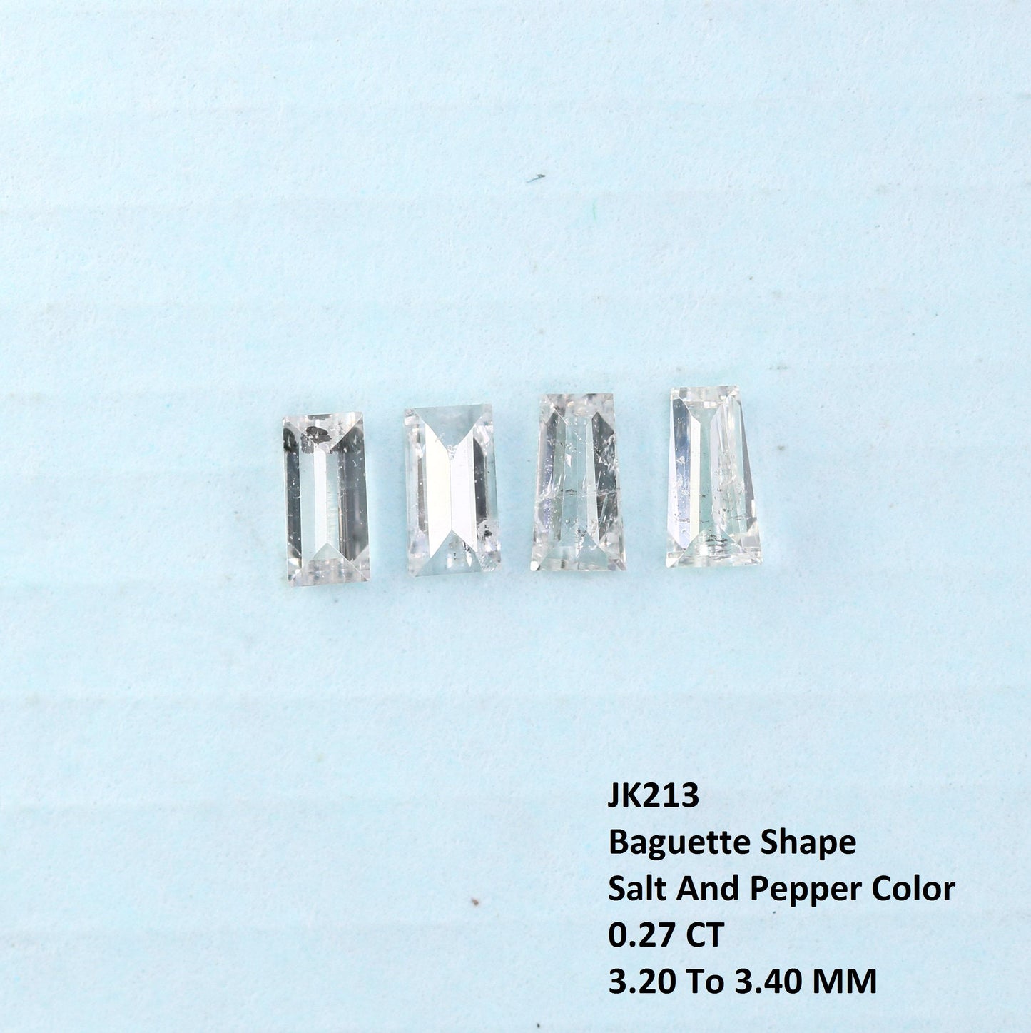 0.27CT Salt and Pepper Baguette Diamonds, Set of 4 Natural Loose Diamonds, Unique Baguette Cut Stones, Rustic Diamond Set for Custom Jewelry