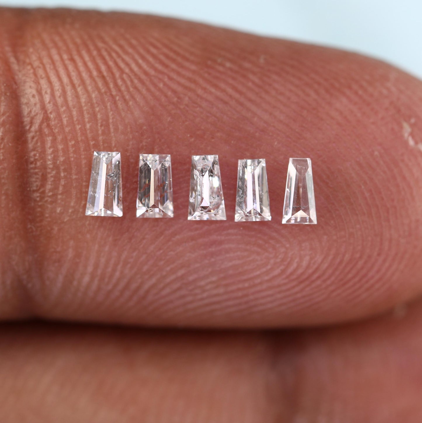 0.43 Carat Salt and Pepper Baguette Diamonds, Set of 5 Real Natural Diamonds, 3.5-3.8mm SI Clarity Loose Stones for Custom Jewelry