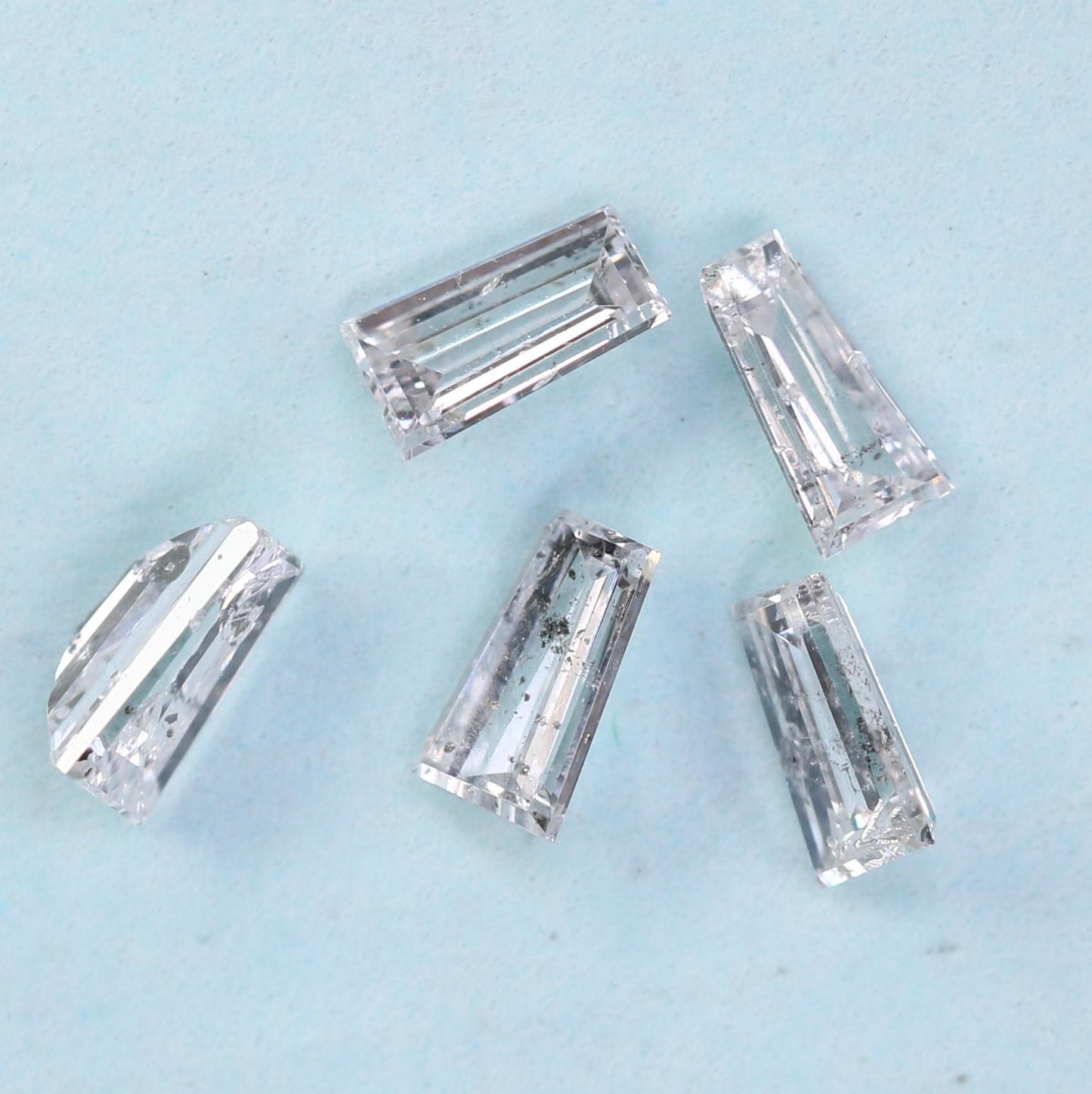0.43 Carat Salt and Pepper Baguette Diamonds, Set of 5 Real Natural Diamonds, 3.5-3.8mm SI Clarity Loose Stones for Custom Jewelry
