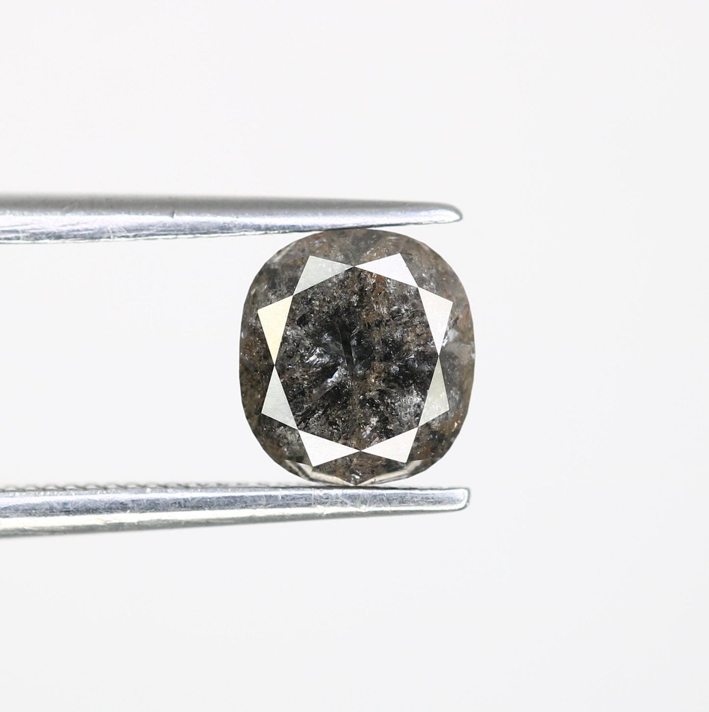 1.47 CT Natural Loose Cushion Shape Diamond Salt And Pepper Cushion Shape Diamond Black Grey Color Cushion Rose Cut Diamond