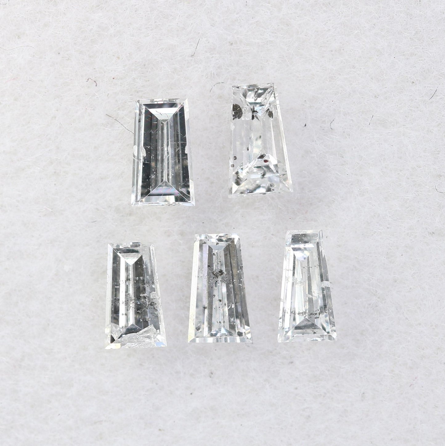 0.43 Carat Salt and Pepper Baguette Diamonds, Set of 5 Real Natural Diamonds, 3.5-3.8mm SI Clarity Loose Stones for Custom Jewelry