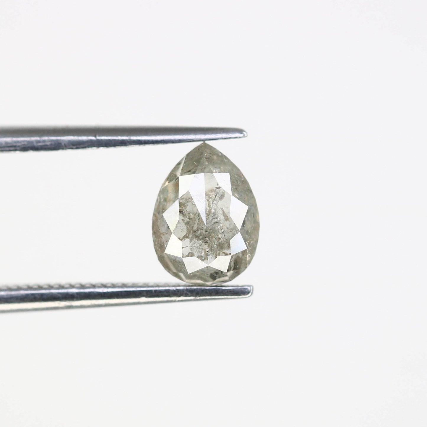 1.22 CT Natural Loose Pear Shape Diamond Salt And Pepper Pear Rose Cut Diamond Black Grey Color Pear Shape Rose Cut Diamond