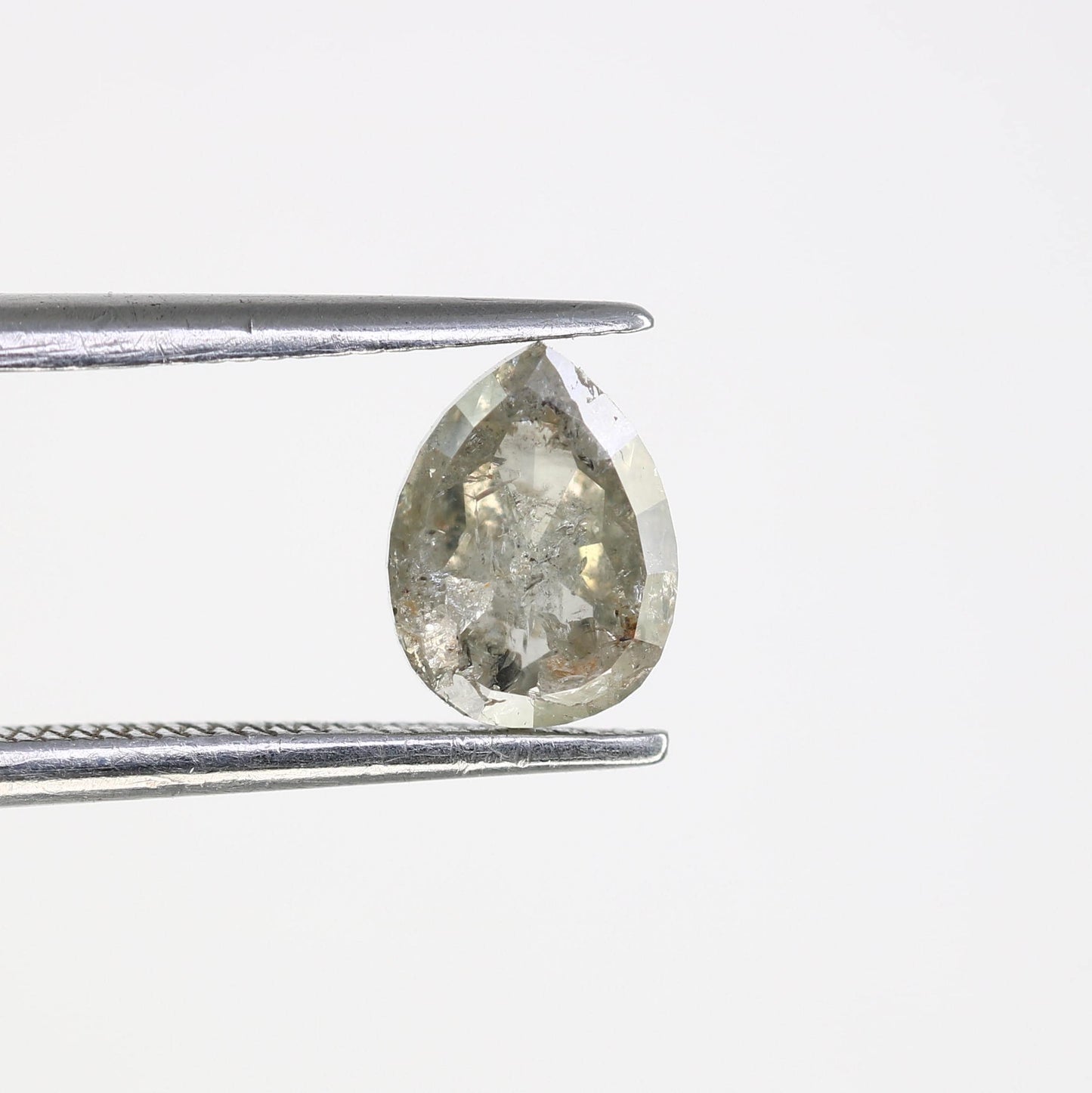 1.22 CT Natural Loose Pear Shape Diamond Salt And Pepper Pear Rose Cut Diamond Black Grey Color Pear Shape Rose Cut Diamond