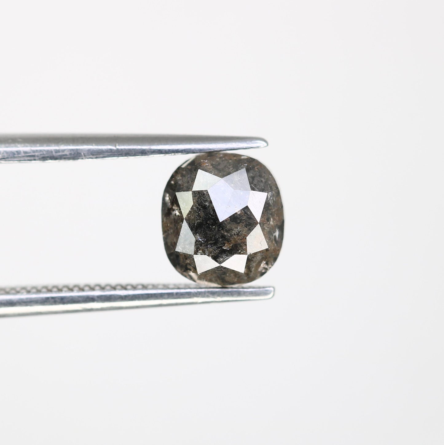 1.47 CT Natural Loose Cushion Shape Diamond Salt And Pepper Cushion Shape Diamond Black Grey Color Cushion Rose Cut Diamond