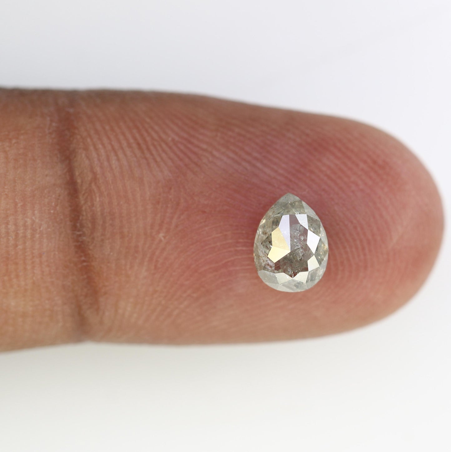 1.22 CT Natural Loose Pear Shape Diamond Salt And Pepper Pear Rose Cut Diamond Black Grey Color Pear Shape Rose Cut Diamond