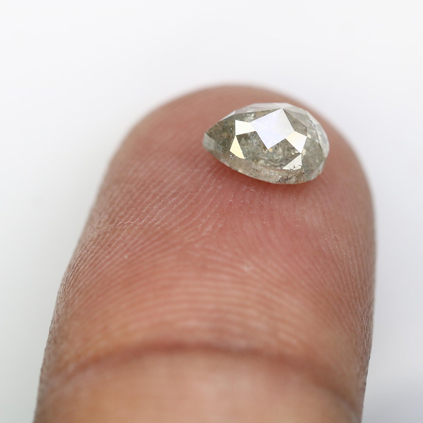 1.22 CT Natural Loose Pear Shape Diamond Salt And Pepper Pear Rose Cut Diamond Black Grey Color Pear Shape Rose Cut Diamond