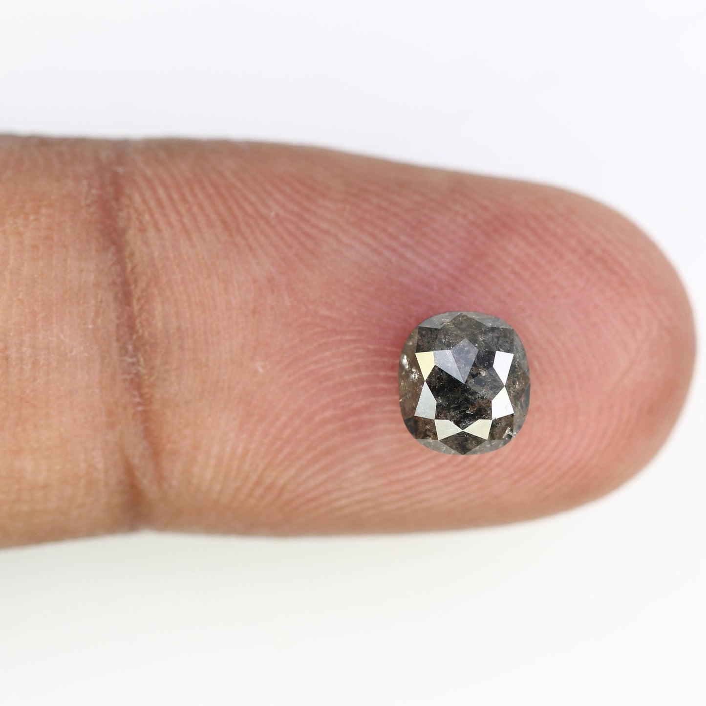 1.47 CT Natural Loose Cushion Shape Diamond Salt And Pepper Cushion Shape Diamond Black Grey Color Cushion Rose Cut Diamond