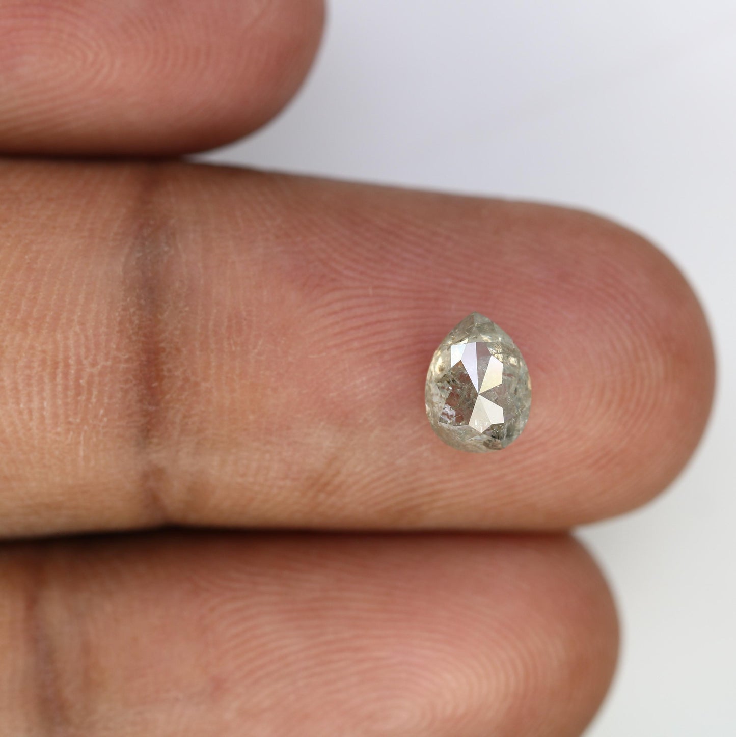 1.22 CT Natural Loose Pear Shape Diamond Salt And Pepper Pear Rose Cut Diamond Black Grey Color Pear Shape Rose Cut Diamond