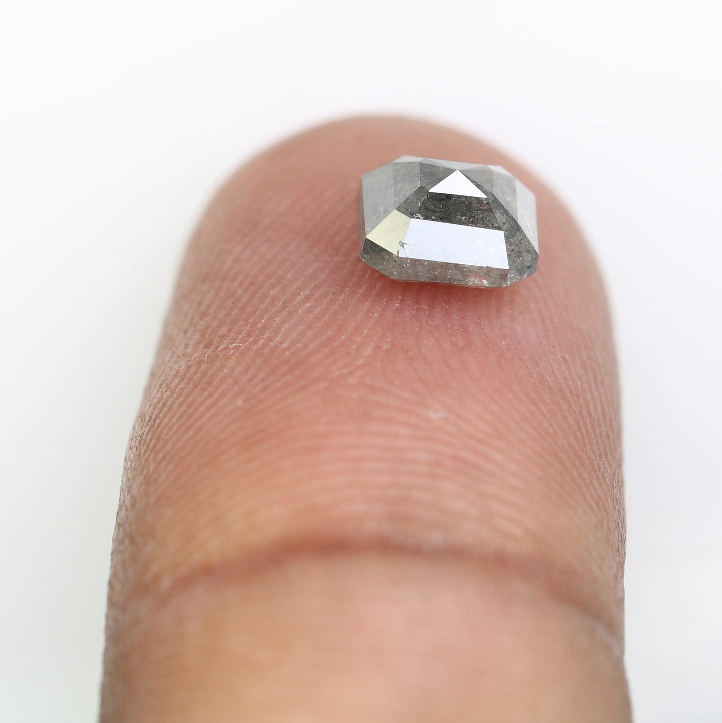 1.32 CT Natural Loose Emerald Shape Diamond Salt And Pepper Emerald Shape Diamond Black Grey Color Emerald Rose Cut Diamond