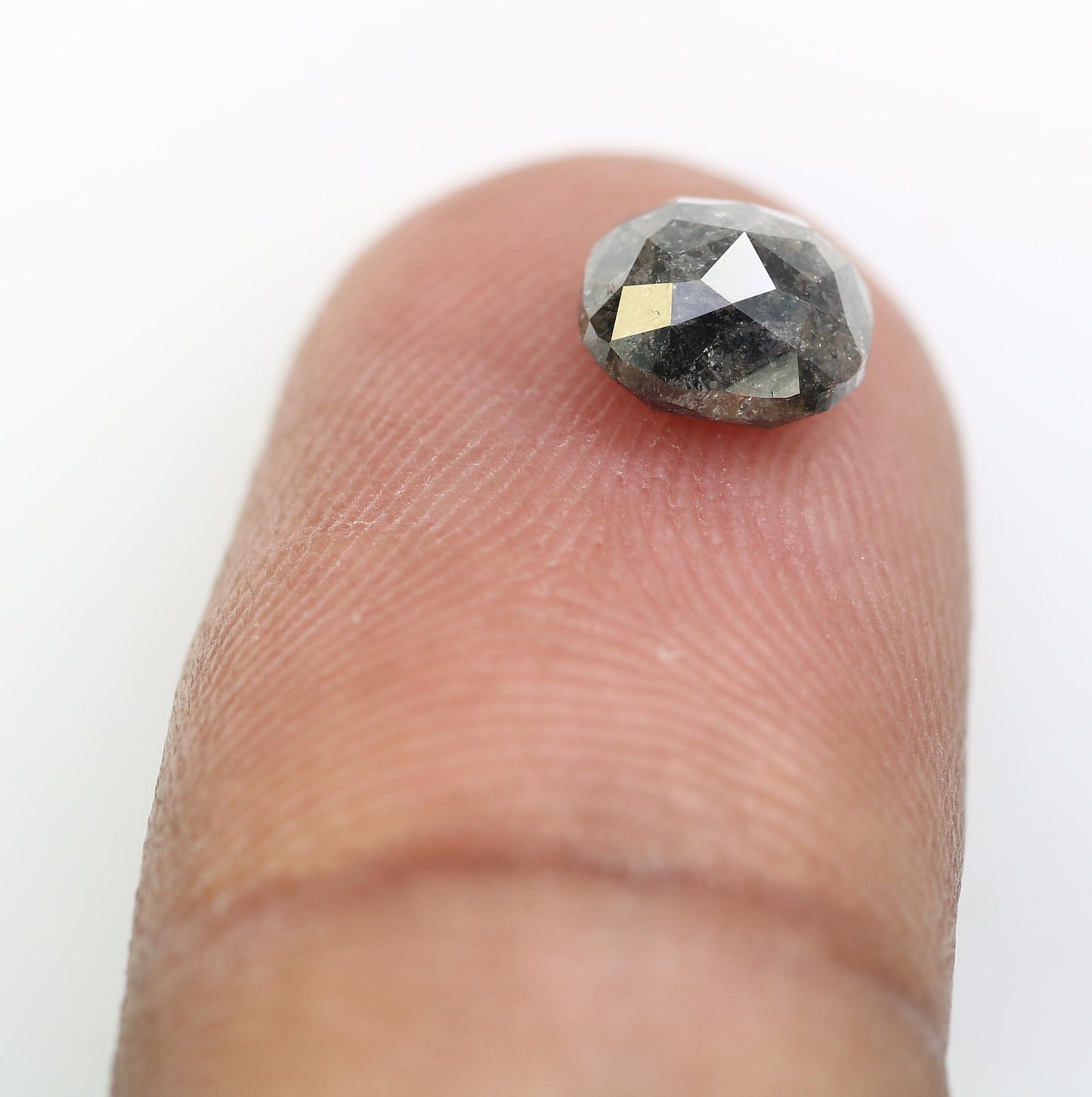 1.47 CT Natural Loose Cushion Shape Diamond Salt And Pepper Cushion Shape Diamond Black Grey Color Cushion Rose Cut Diamond