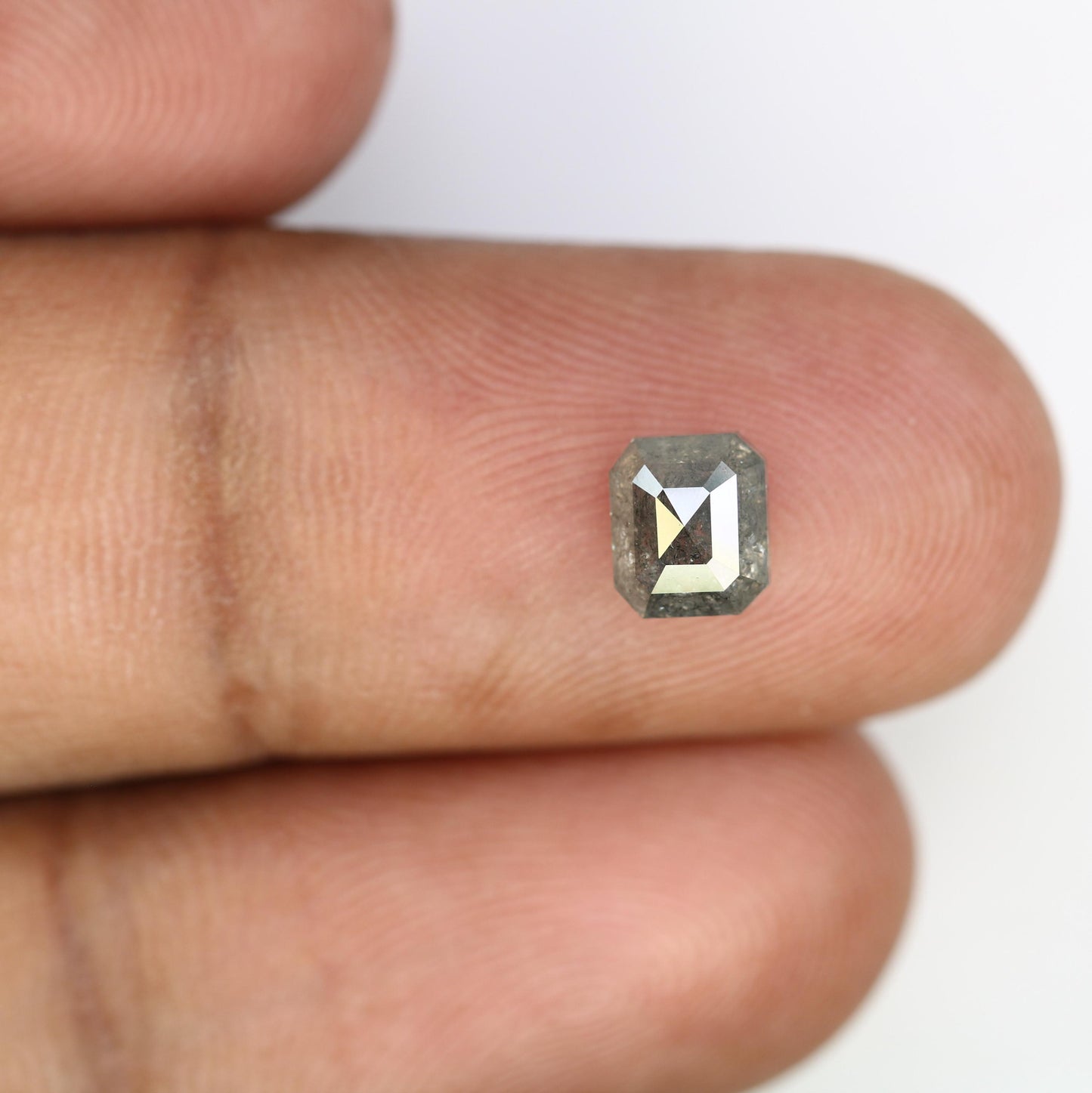 1.32 CT Natural Loose Emerald Shape Diamond Salt And Pepper Emerald Shape Diamond Black Grey Color Emerald Rose Cut Diamond