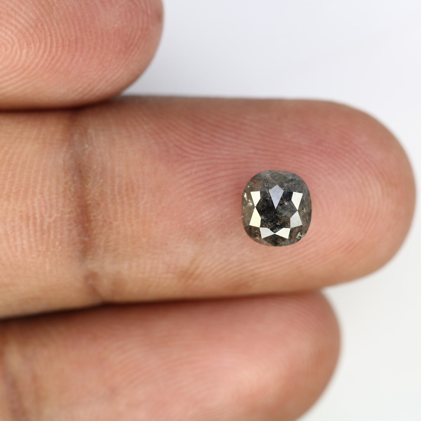1.47 CT Natural Loose Cushion Shape Diamond Salt And Pepper Cushion Shape Diamond Black Grey Color Cushion Rose Cut Diamond
