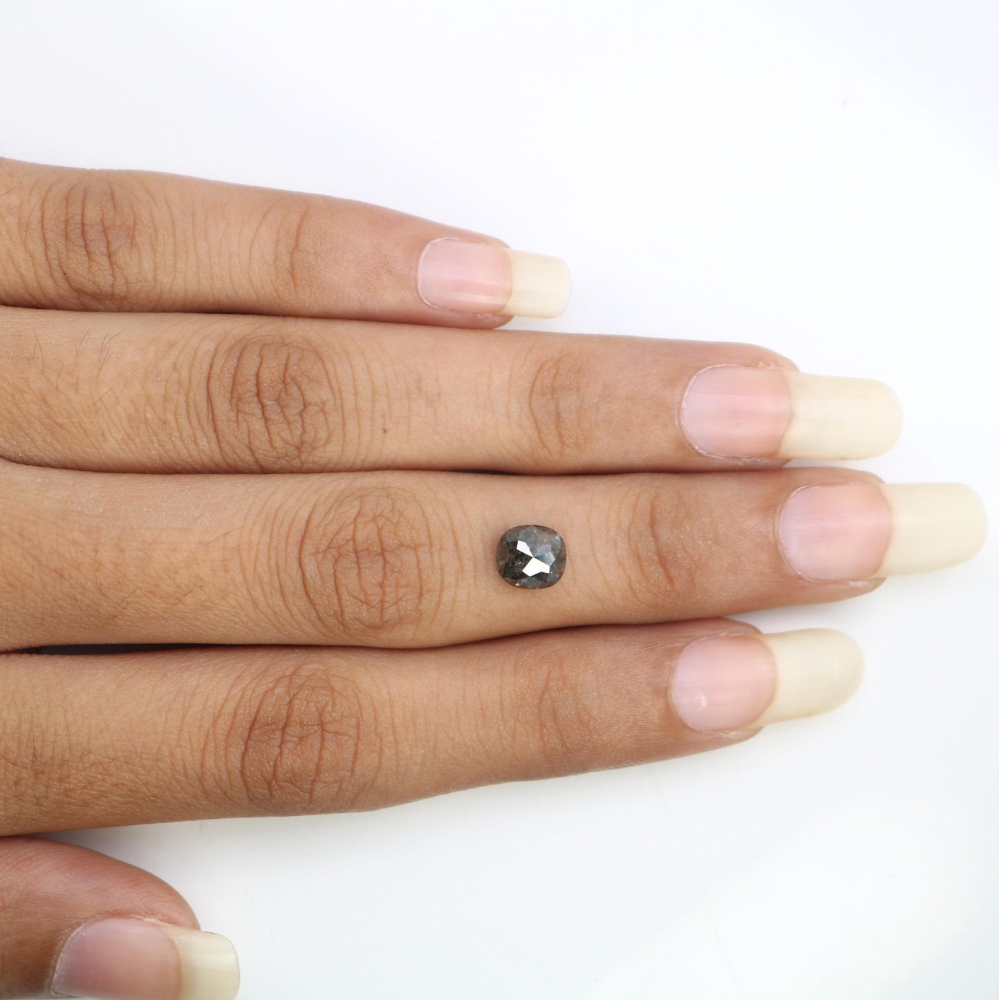 1.47 CT Natural Loose Cushion Shape Diamond Salt And Pepper Cushion Shape Diamond Black Grey Color Cushion Rose Cut Diamond