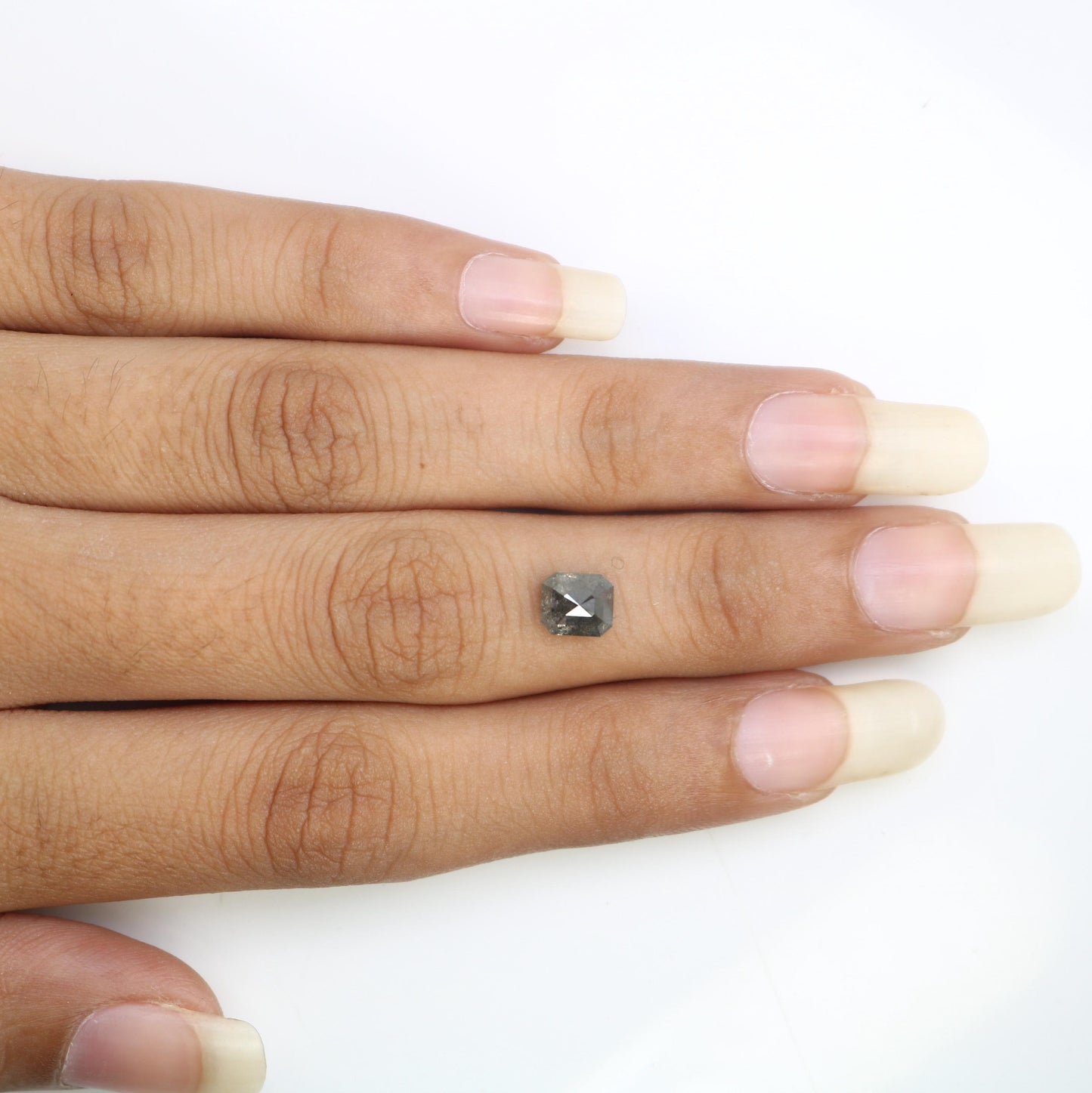 1.32 CT Natural Loose Emerald Shape Diamond Salt And Pepper Emerald Shape Diamond Black Grey Color Emerald Rose Cut Diamond
