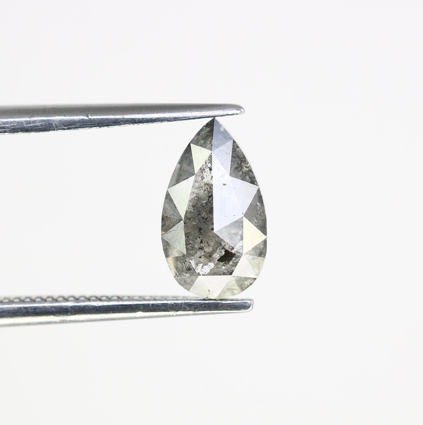 1.29 CT Natural Loose Pear Shape Diamond Salt And Pepper Pear Rose Cut Diamond Black Grey Color Pear Shape Rose Cut Diamond
