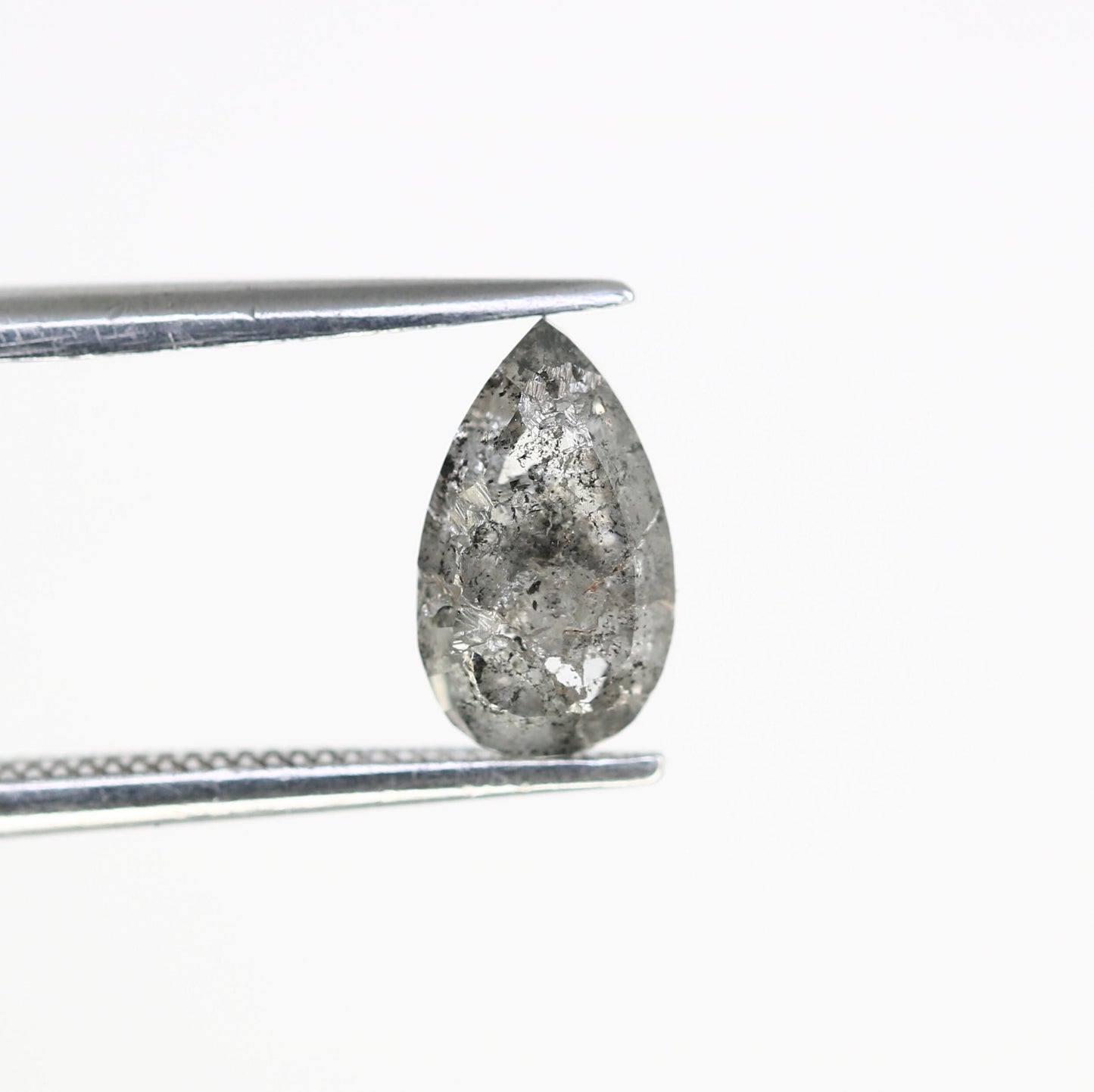 1.29 CT Natural Loose Pear Shape Diamond Salt And Pepper Pear Rose Cut Diamond Black Grey Color Pear Shape Rose Cut Diamond