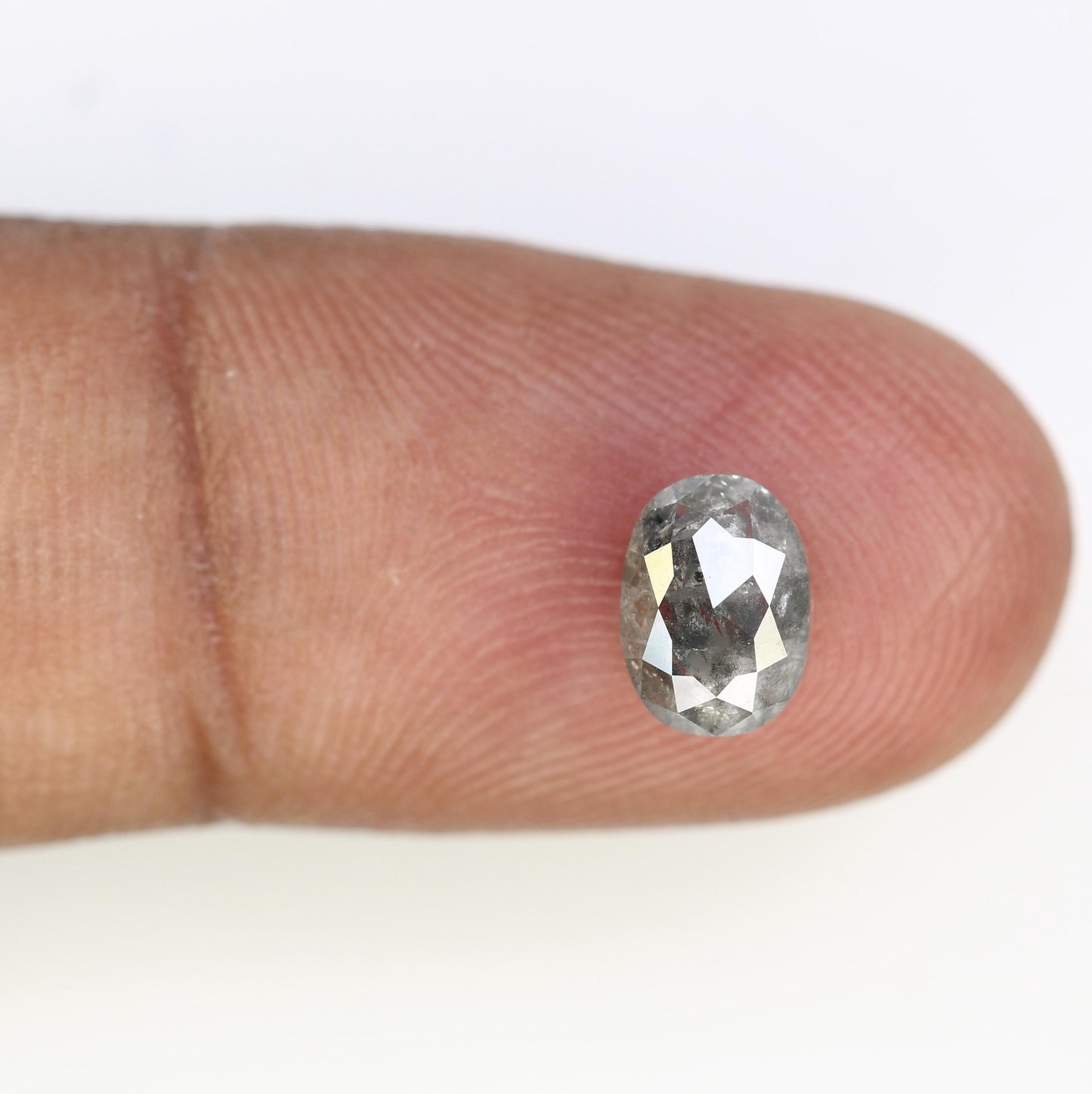 1.65 CT Natural Loose Oval Shape Diamond Salt And Pepper Oval Cut Diamond Natural Black Grey Color Oval Rose Cut Diamond